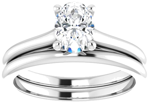 Sužadėtuvių Žiedas „Accented“ 14k white gold Oval 7mm x 5mm (8)