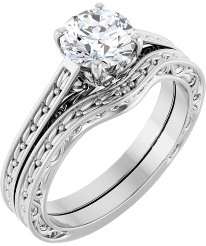 14K White 6.5 mm Round Solitaire Engagement Ring Mounting (6)