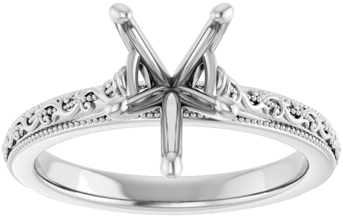 14K White  10x7 mm Pear Solitaire Engagement Ring Mounting (3)