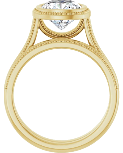 Sužadėtuvių Žiedas „Bezel-Set Solitaire“ 14k yellow gold Cushion 7.5mm (7)