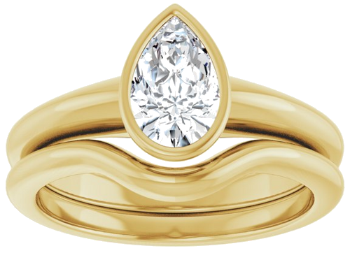 Sužadėtuvių Žiedas „Bezel-Set Solitaire“ 14k yellow gold Pear 8mm x 5mm (8)