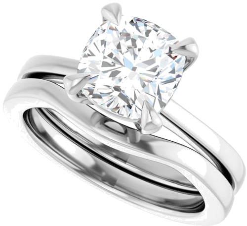 Sužadėtuvių Žiedas „Claw-Prong“ 14k white gold Cushion 7.5mm (10)