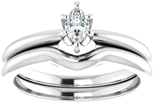 10K White  5x3 mm Marquise Solitaire Engagement Ring Mounting (8)