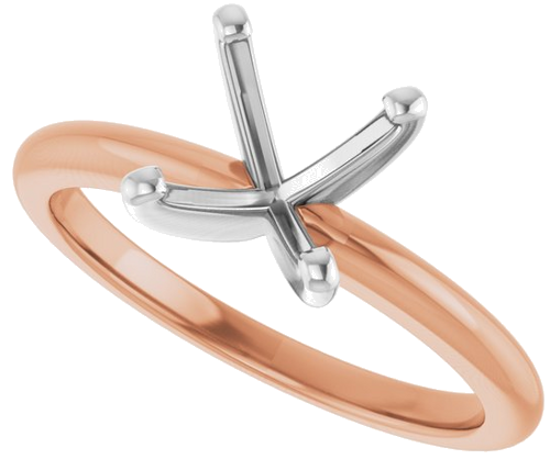 Sužadėtuvių Žiedas „Solitaire“ 585 Baltojo Ir Rožinis Aukso Round 8mm (5)