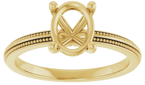 Sužadėtuvių Žiedas „Solitaire Milgrain“ 14k yellow gold Oval 8mm x 6mm (3)