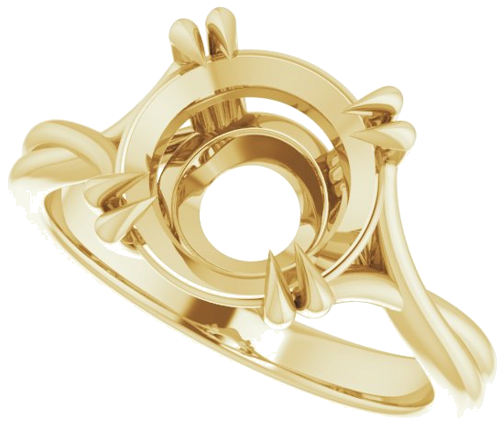 Sužadėtuvių Žiedas „Double Claw-Prong Solitaire Criss-Cross“ 14k yellow gold Round 10mm (5)