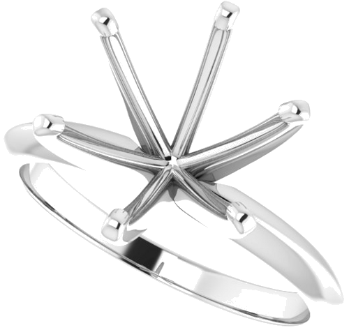 14K White 10.2-10.6 mm Round 6-Prong Solitaire Ring Mounting (5)