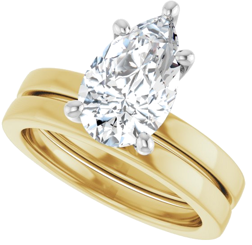 Sužadėtuvių Žiedas „Solitaire“ 14k yellow/white gold Pear 11.5mm x 7mm (10)