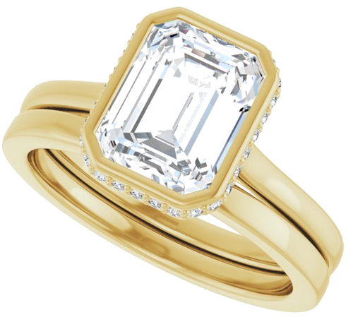 Sužadėtuvių Žiedas „Hidden Halo-Style“ 14k yellow gold Emerald 9mm x 7mm (10)