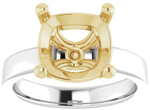 Sužadėtuvių Žiedas „Solitaire“ 14k white/yellow gold Cushion 10mm (3)