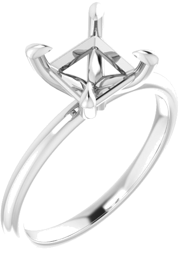 14K White  6.5x6.5 mm Square Solitaire Engagement Ring Mounting (1)