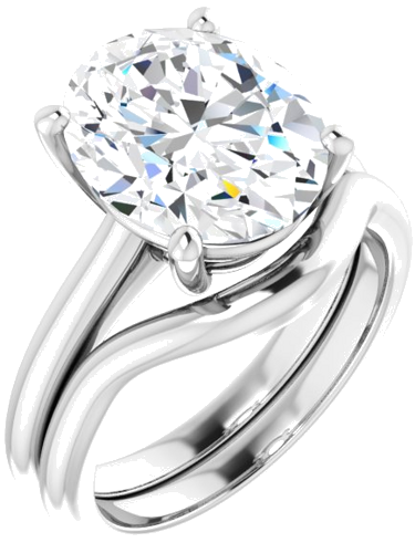 Sužadėtuvių Žiedas „V-End Prong“ 14k white gold Oval 12mm x 10mm (6)