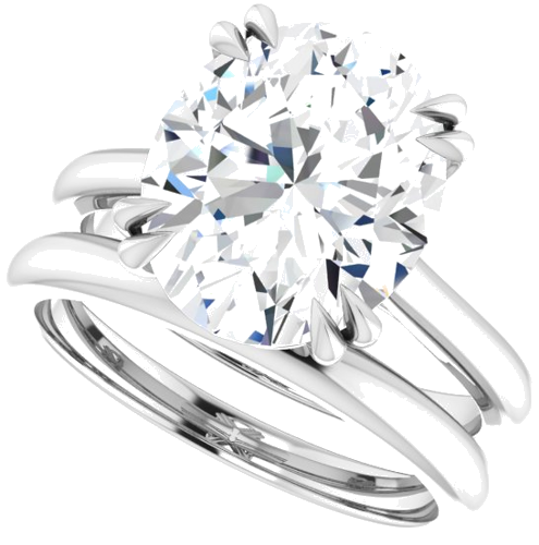 14K White 12x10 mm Oval Solitaire Engagement Ring Mounting (10)