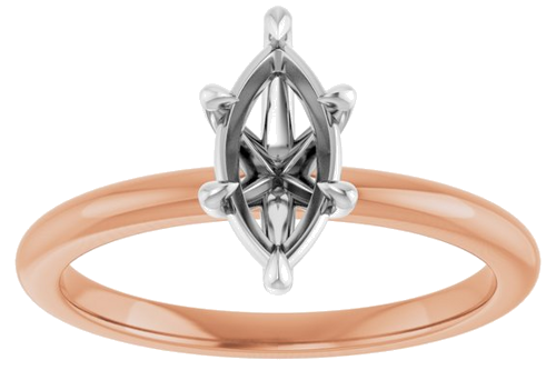 14K Rose White 9x4.5 mm Marquise Solitaire Engagement Ring Mounting (3)