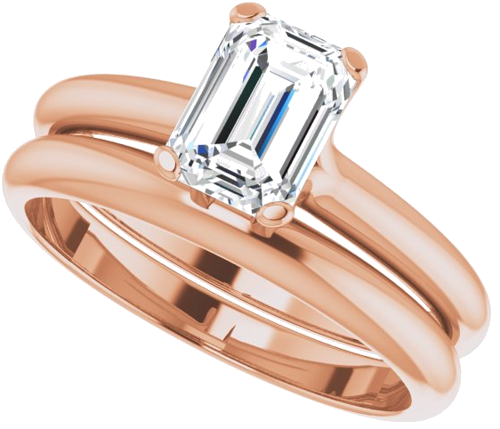 Sužadėtuvių Žiedas „Solitaire“ 14k rose gold Emerald 7mm x 5mm (10)