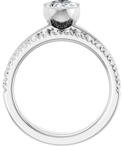 Sužadėtuvių Žiedas „Half-Bezel Solitaire“ 14k white gold Oval 8mm x 6mm (7)