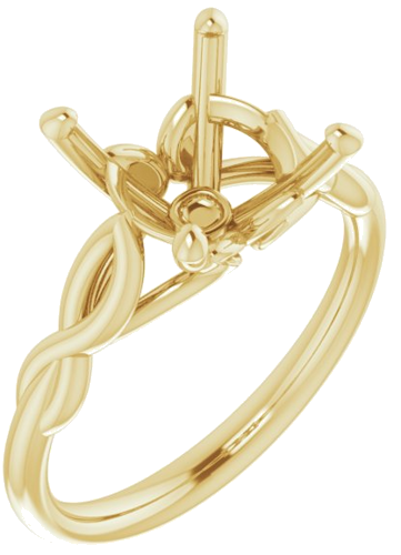 14K Yellow  10 mm Round Solitaire Engagement Ring Mounting (1)