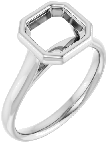 Sužadėtuvių Žiedas „Bezel-Set Solitaire“ 585 Baltojo Aukso Asscher 7mm (1)