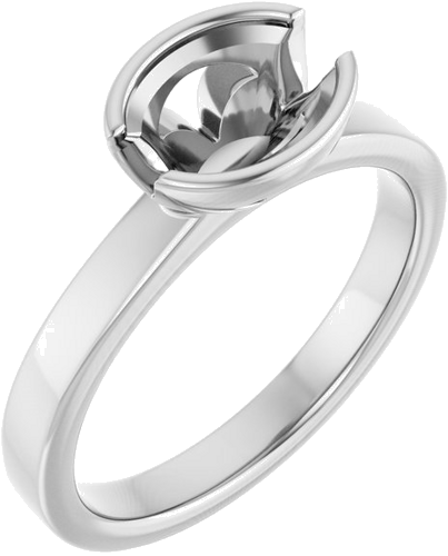 Sužadėtuvių Žiedas „Half-Bezel Solitaire“ 14k white gold Oval 8mm x 6mm (1)