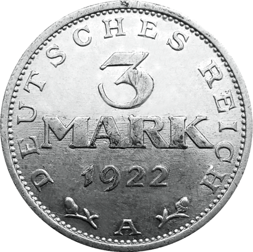 3 Markės 1922 Veimaro Respublika Vokietija Aliuminė moneta (1)