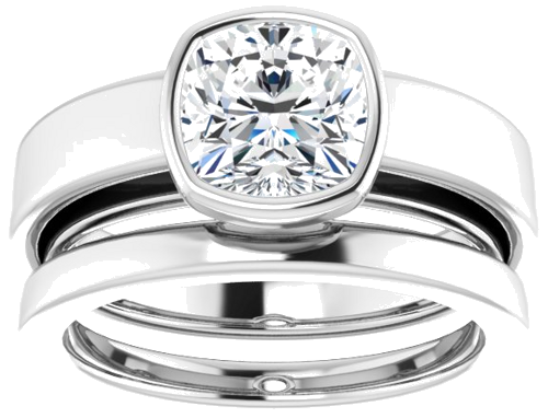 Sužadėtuvių Žiedas „Bezel-Set Solitaire“ 14k white gold Cushion 7mm (8)