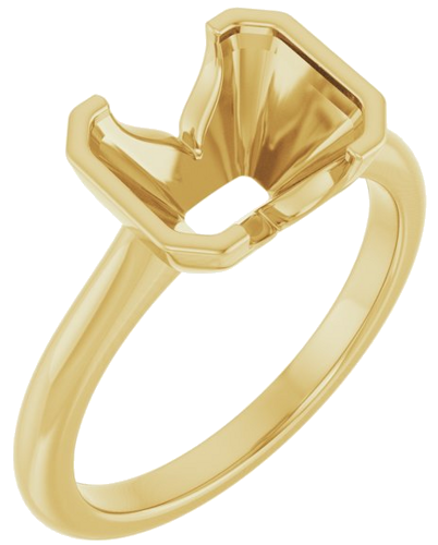 14K Yellow 9x7 mm Emerald Solitaire Engagement Ring Mounting (1)