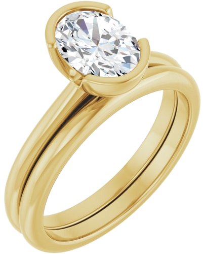 Sužadėtuvių Žiedas „Half-Bezel“ 14k yellow gold Oval 8mm x 6mm (6)