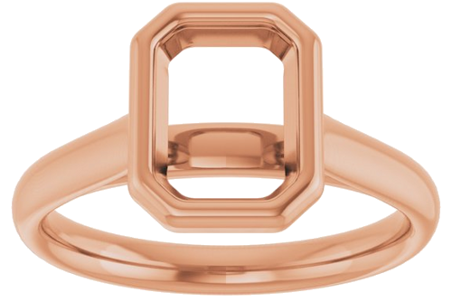 Sužadėtuvių Žiedas „Bezel-Set Solitaire“ 585 Rožinis Aukso Emerald 8mm x 6mm (3)