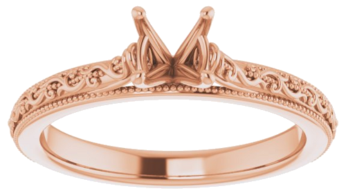 Sužadėtuvių Žiedas „Solitaire“ 585 Rožinis Aukso Round 5.2mm (3)