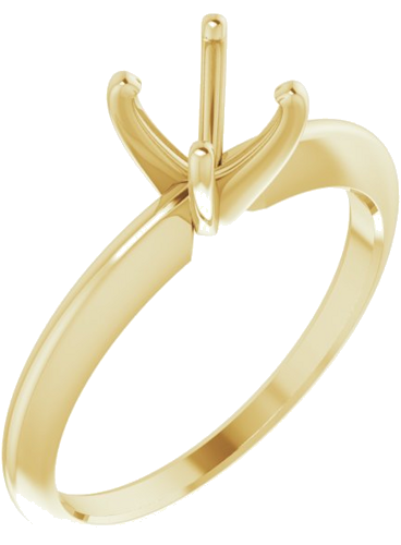 14K Yellow 5.7-6.0 mm Round 4-Prong Comfort-fit Solitaire Ring Mounting (1)
