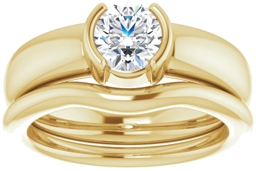 14K Yellow 5.8 mm Round Half Bezel Solitaire Engagement Ring Mounting (8)
