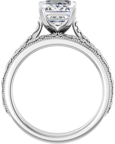 Sužadėtuvių Žiedas „Solitaire Sculptural“ 14k white gold Emerald 9mm x 7mm (7)