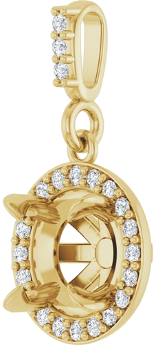 Pakabukas „Halo-Style“ 14k yellow gold Round 6.5mm (2)