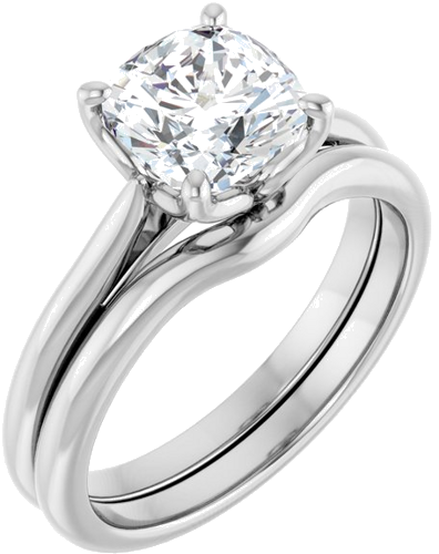 Sužadėtuvių Žiedas „Solitaire“ 14k white gold Cushion 7mm (6)