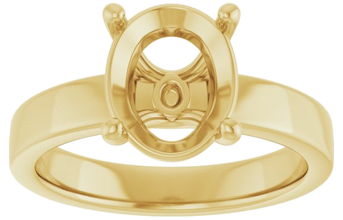 14K Yellow 10x8 mm Oval Solitaire Engagement Ring Mounting (3)