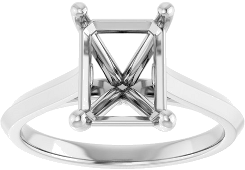 14K White 9x7 mm Emerald Solitaire Engagement Ring Mounting (3)