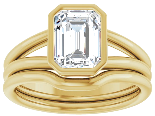 Sužadėtuvių Žiedas „Bezel-Set Solitaire“ 14k yellow gold Emerald 8mm x 6mm (8)