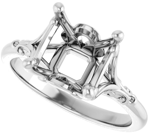 Sužadėtuvių Žiedas „Solitaire“ 14k white gold Asscher 8mm (5)