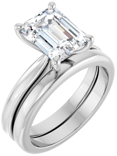 Sužadėtuvių Žiedas 14k white gold Emerald 9mm x 7mm (6)
