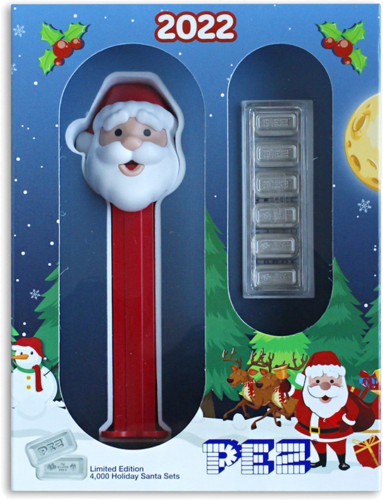 6 x 5 g Silver Bar Santa PEZ Dispenser PAMP (1)