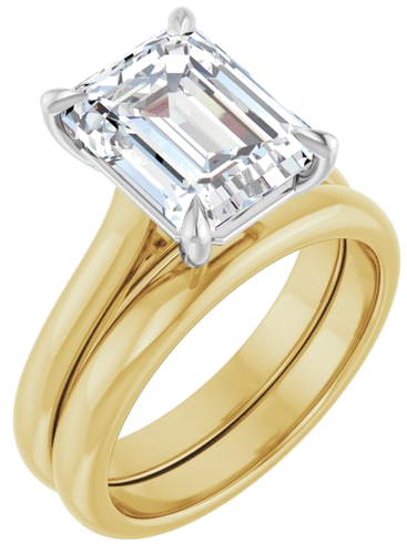 Sužadėtuvių Žiedas „Claw-Prong“ 14k yellow/white gold Emerald 10mm x 8mm (6)