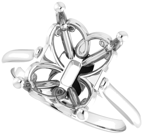 Sužadėtuvių Žiedas „Solitaire“ 14k white gold Emerald 11mm x 9mm (5)