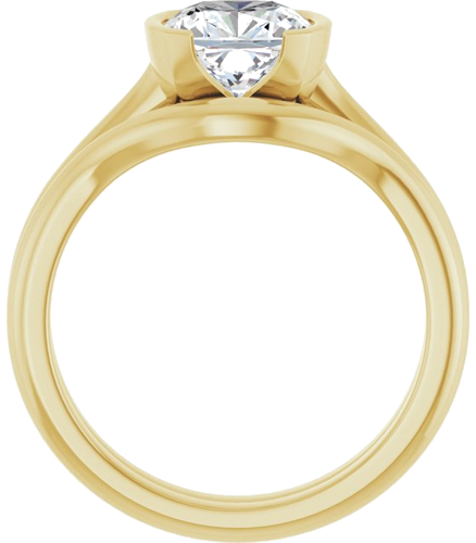 Sužadėtuvių Žiedas „Half-Bezel Solitaire“ 14k yellow gold Cushion 7mm (7)