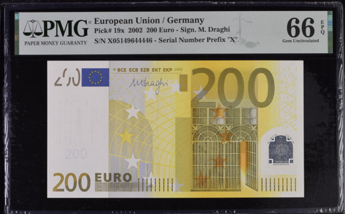 2002 200 eurų banknotas PMG GEM UNC 66 (2)