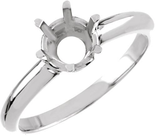 14K White 9 mm Round Engagement Ring Mounting (1)