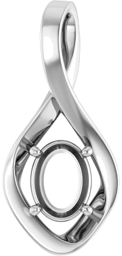 14K White  8x6 mm Oval Pendant Mounting (1)