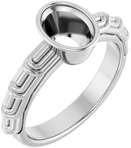 Sužadėtuvių Žiedas „Solitaire“ 585 Baltojo Aukso Oval 8mm x 6mm (1)