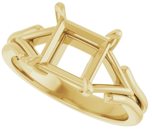 14K Yellow 7 mm Square Solitaire Engagement Ring Mounting (5)