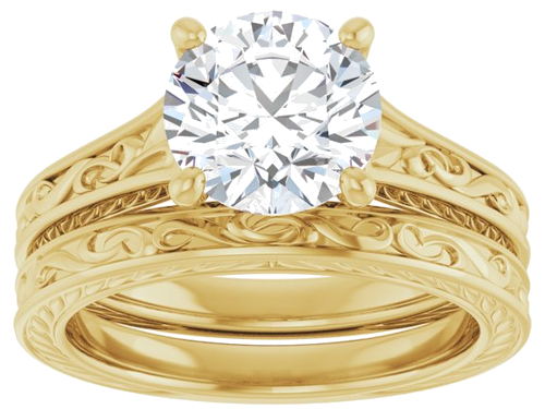 Sužadėtuvių Žiedas „Solitaire Scroll“ 14k yellow gold Round 8.2mm (8)