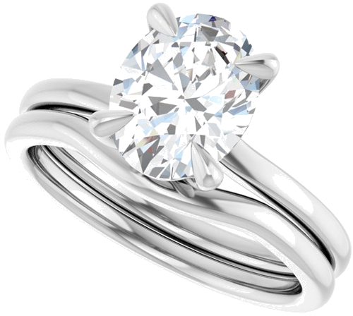 Sužadėtuvių Žiedas 14k white gold Oval 9mm x 7mm (10)